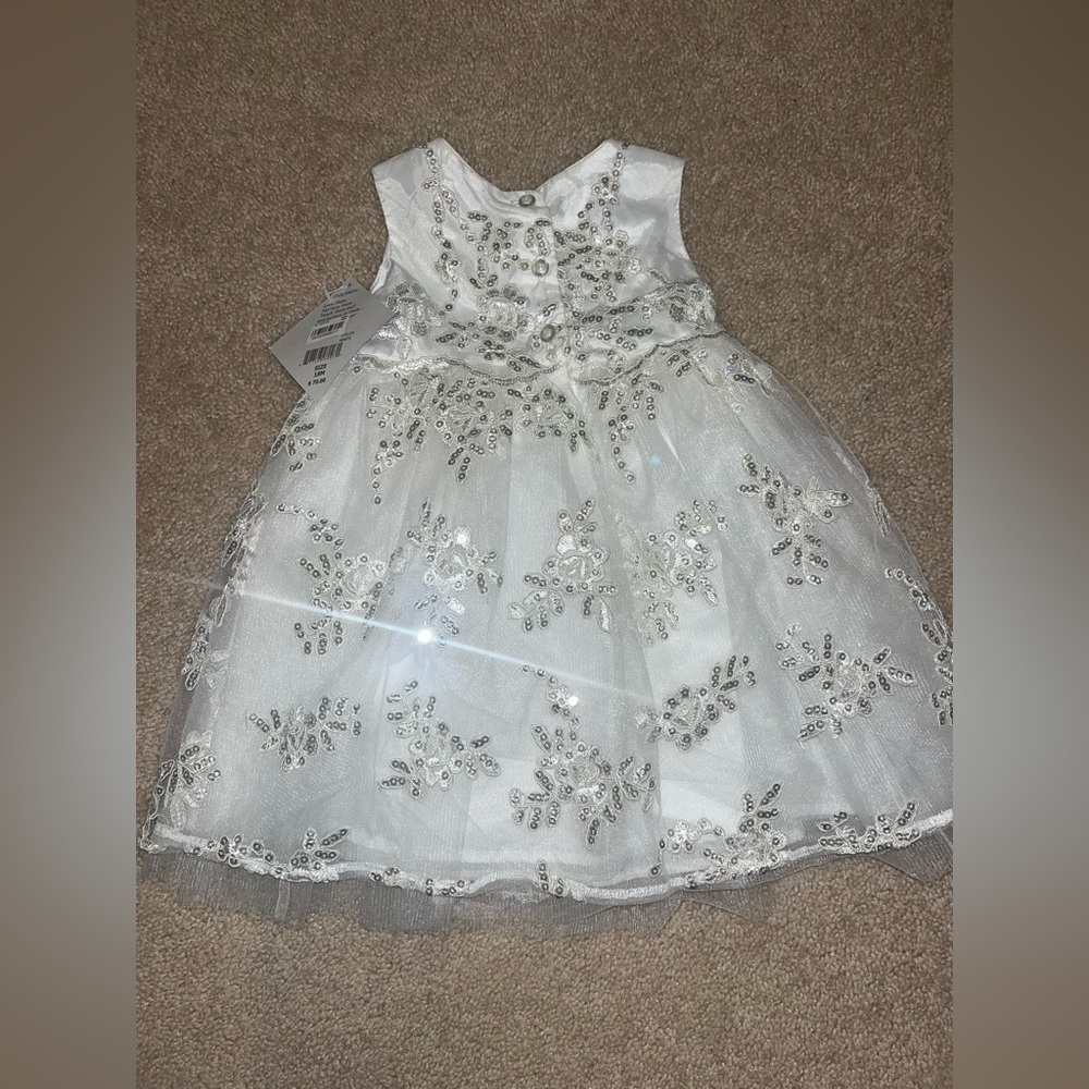 Blueberi 18M childrens white dress with sequins and lace - Picture 4 of 8